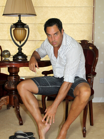 Marcello rubs his feet hard and then his cock softly