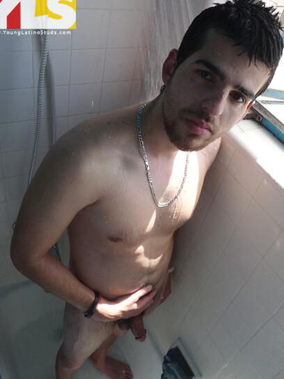 Latino jerking off dick