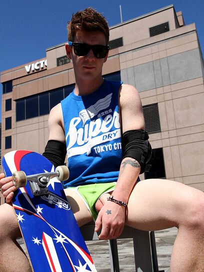 Red headed Aussie - Cody James naked on the roof