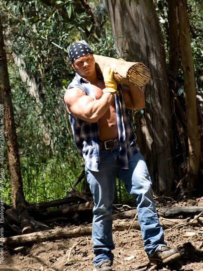 Hot muscle hunk in a forest