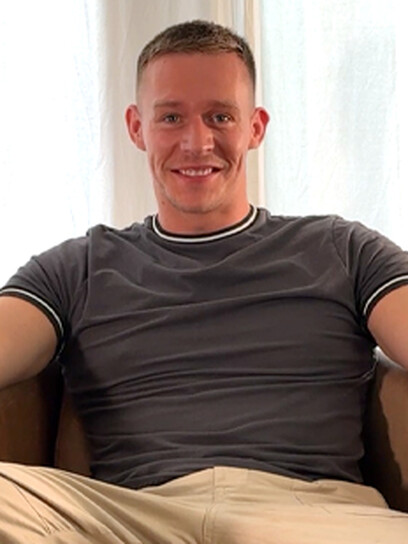 Young Muscular Rugby Hunk Shows off his Big Muscles & Massive Rock Hard Uncut Cock & Cums!